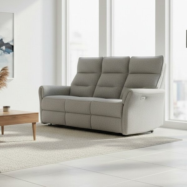 DecHome Divano Relax 3 Posti Moderno Schienale Reclinabile Meccanismo Elettrico in Tessuto Dimensioni 186x95x105 cm colore Grigio - Softwave
