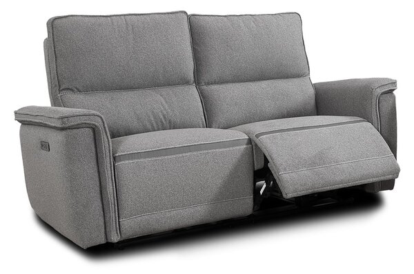 DecHome Divano Relax 2 Posti Moderno Schienale Reclinabile Meccanismo Elettrico in Tessuto Dimensioni 164x96x102 cm colore Grigio - Velveta