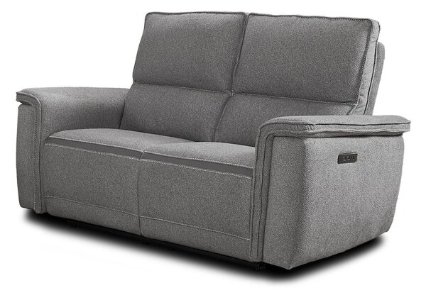 DecHome Divano Relax 2 Posti Moderno Schienale Reclinabile Meccanismo Elettrico in Tessuto Dimensioni 164x96x102 cm colore Grigio - Velveta
