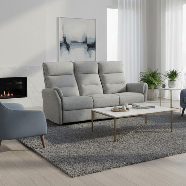 DecHome Divano Relax 3 Posti Moderno Schienale Reclinabile Meccanismo Elettrico in Tessuto Dimensioni 186x95x105 cm colore Grigio - Softwave