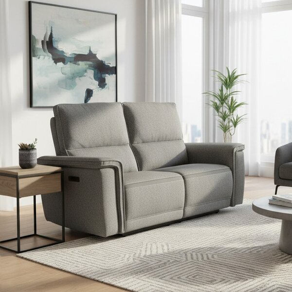 DecHome Divano Relax 2 Posti Moderno Schienale Reclinabile Meccanismo Elettrico in Tessuto Dimensioni 164x96x102 cm colore Grigio - Velveta