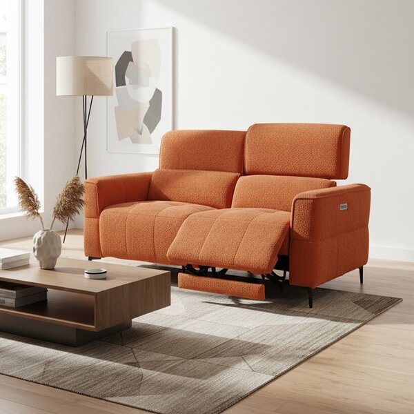 DecHome Divano Relax 2 Posti Moderno Schienale Reclinabile Meccanismo Elettrico in Tessuto Dimensioni 174x100x95/105 cm colore Aragosta - Luxora