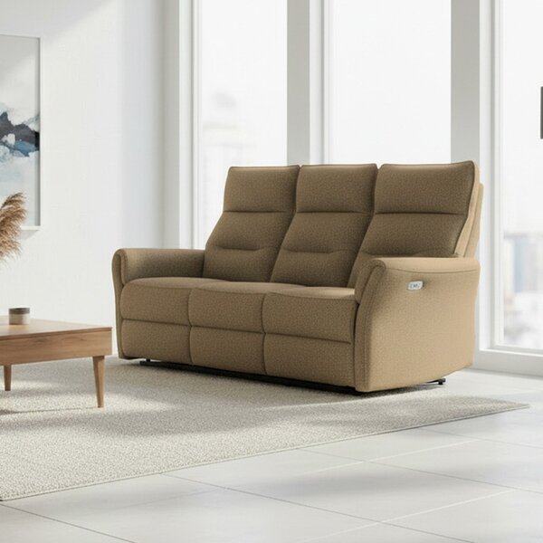 DecHome Divano Relax 3 Posti Moderno Schienale Reclinabile Meccanismo Elettrico in Tessuto Dimensioni 186x95x105 cm colore Camel - Softwave