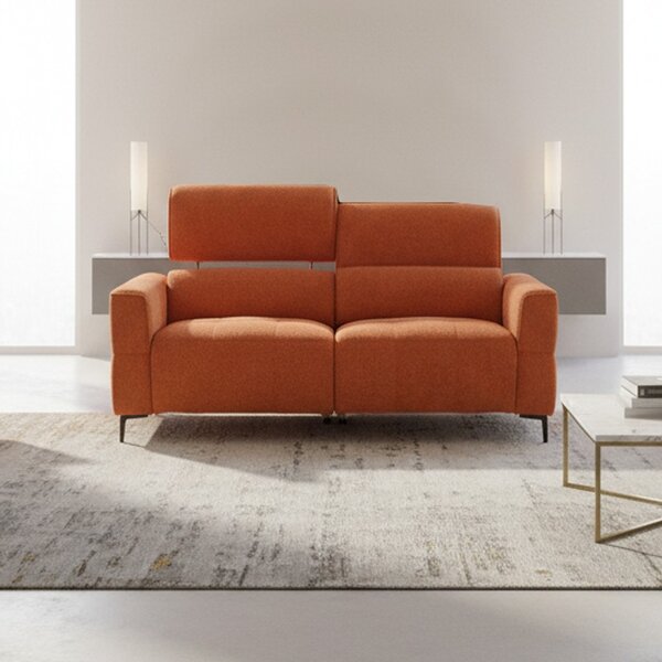DecHome Divano Relax 2 Posti Moderno Schienale Reclinabile Meccanismo Elettrico in Tessuto Dimensioni 174x100x95/105 cm colore Aragosta - Luxora
