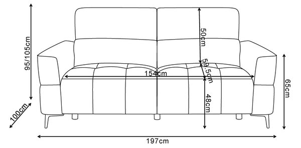 DecHome Divano Relax 3 Posti Moderno Schienale Reclinabile Meccanismo Elettrico in Tessuto Dimensioni 197x100x95/105 cm colore Aragosta - Luxora
