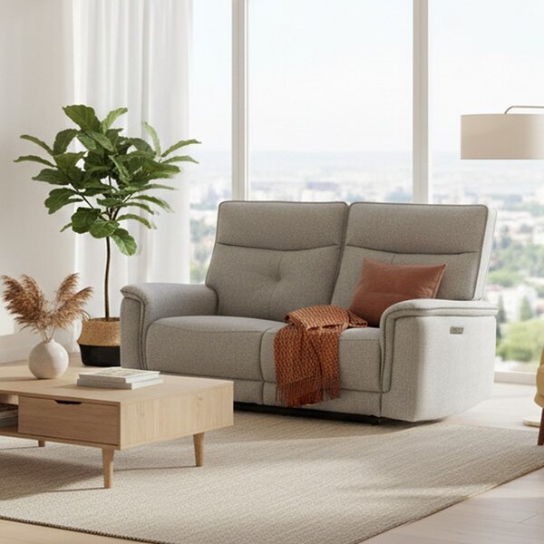 DecHome Divano Relax 3 Posti Moderno Schienale Reclinabile Meccanismo Elettrico in Tessuto Dimensioni 198x96x105 cm colore Grigio - Elysio
