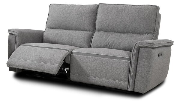 DecHome Divano Relax 3 Posti Moderno Schienale Reclinabile Meccanismo Elettrico in Tessuto Dimensioni 205x96x102 cm colore Grigio - Velveta