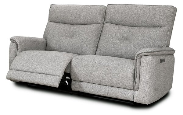 DecHome Divano Relax 3 Posti Moderno Schienale Reclinabile Meccanismo Elettrico in Tessuto Dimensioni 198x96x105 cm colore Grigio - Elysio