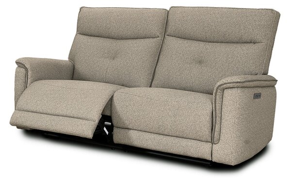 DecHome Divano Relax 3 Posti Moderno Schienale Reclinabile Meccanismo Elettrico in Tessuto Dimensioni 198x96x105 cm colore Sabbia - Elysio