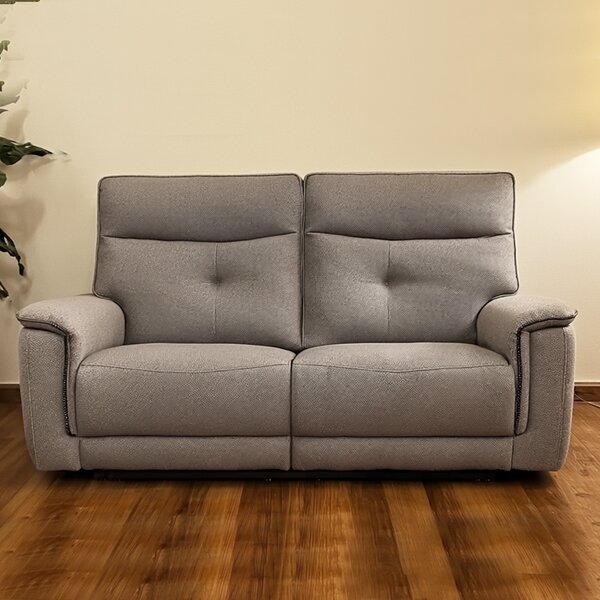 DecHome Divano Relax 3 Posti Moderno Schienale Reclinabile Meccanismo Elettrico in Tessuto Dimensioni 198x96x105 cm colore Grigio - Elysio