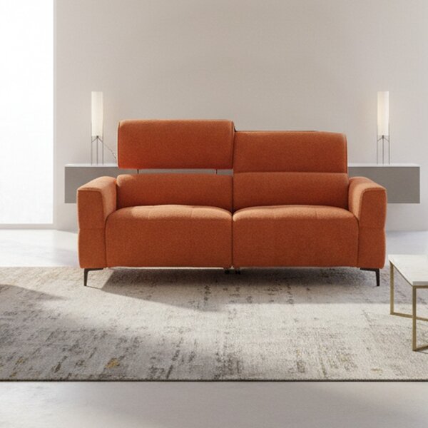DecHome Divano Relax 3 Posti Moderno Schienale Reclinabile Meccanismo Elettrico in Tessuto Dimensioni 197x100x95/105 cm colore Aragosta - Luxora