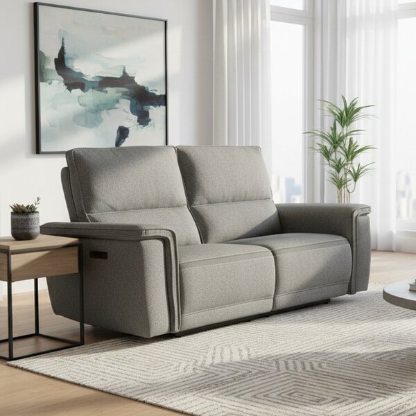 DecHome Divano Relax 3 Posti Moderno Schienale Reclinabile Meccanismo Elettrico in Tessuto Dimensioni 205x96x102 cm colore Grigio - Velveta