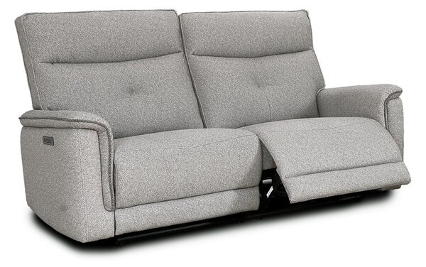 DecHome Divano Relax 3 Posti Moderno Schienale Reclinabile Meccanismo Elettrico in Tessuto Dimensioni 198x96x105 cm colore Grigio - Elysio