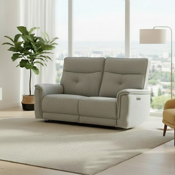 DecHome Divano Relax 3 Posti Moderno Schienale Reclinabile Meccanismo Elettrico in Tessuto Dimensioni 198x96x105 cm colore Grigio - Elysio