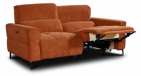 DecHome Divano Relax 3 Posti Moderno Schienale Reclinabile Meccanismo Elettrico in Tessuto Dimensioni 197x100x95/105 cm colore Aragosta - Luxora