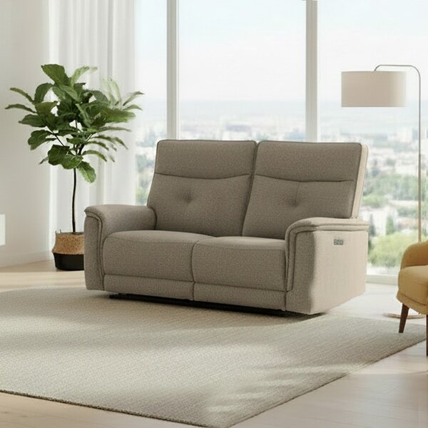 DecHome Divano Relax 3 Posti Moderno Schienale Reclinabile Meccanismo Elettrico in Tessuto Dimensioni 198x96x105 cm colore Sabbia - Elysio
