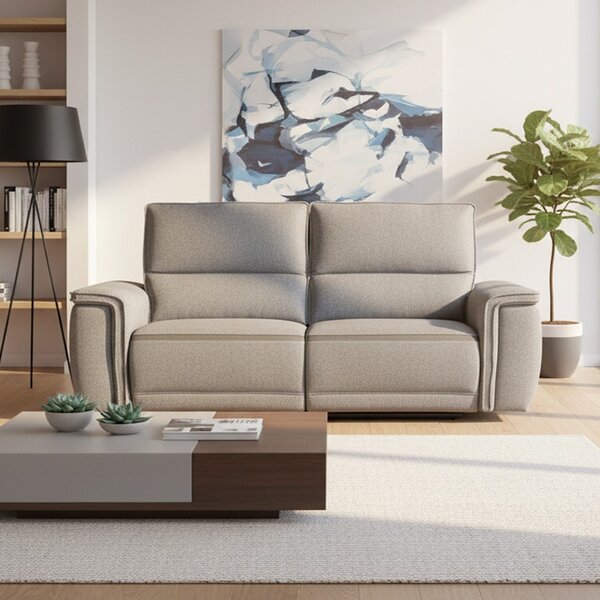 DecHome Divano Relax 3 Posti Moderno Schienale Reclinabile Meccanismo Elettrico in Tessuto Dimensioni 205x96x102 cm colore Grigio - Velveta
