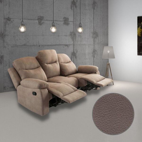 DecHome Divano Relax 3 Posti Moderno Schienale Reclinabile Poggiapiedi estraibile Meccanismo Manuale in Tessuto Dimensioni 211x100x90 cm colore Ele