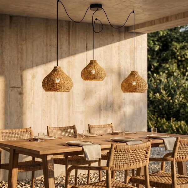 Lampade da esterno Lucande, Taniola, dimmerabile, Legno, Terrazza, Legno, Campagna / rustico