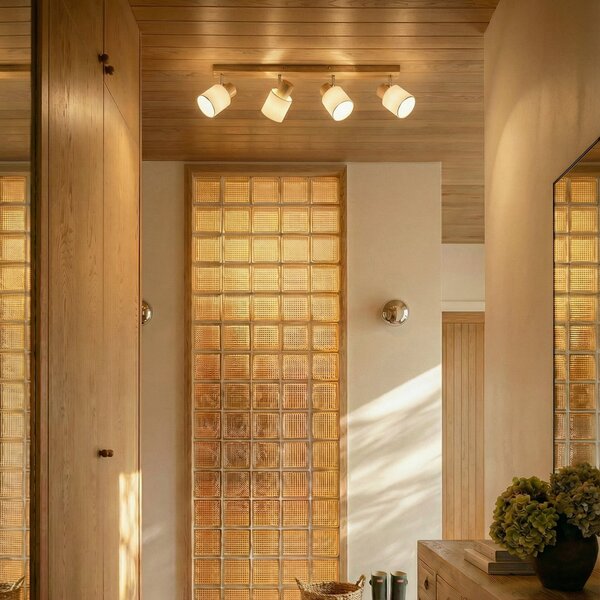 Plafoniera Lindby, Wanessa, dimmerabile, Legno, Soggiorno, Legno, Moderno