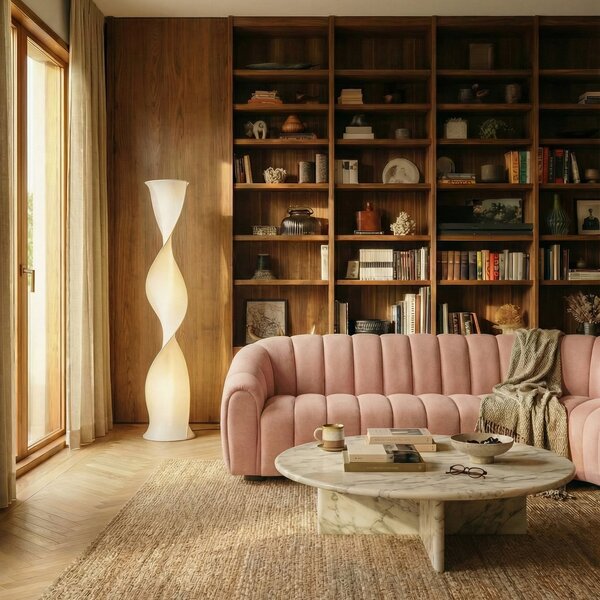 Lampada da terra Lucande, Novelle, dimmerabile, Bianco, Soggiorno, Plastica, Design