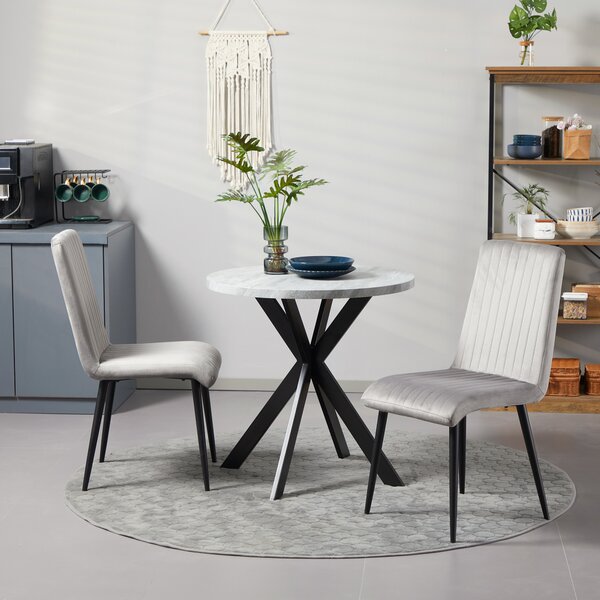 HOMCOM Set 2 Sedie Moderne Salvaspazio da Pranzo con seduta imbottite in Tessuto Velluto e Gambe in Acciaio, 43x58x90cm, Grigio e Nero| Aosom Italy
