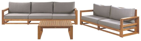 Set da giardino 5 posti in legno di acacia con cuscini tortora con tavolino moderno elegante Beliani