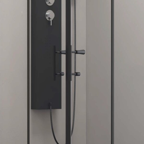 Kamalu box doccia 150x70 angolo doppio scorrevole colore nero kfn6000s