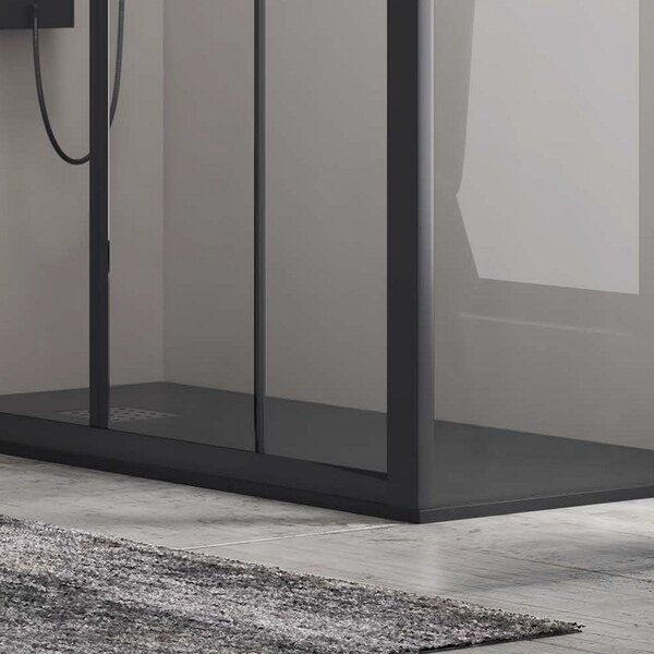Kamalu box doccia 150x70 angolo doppio scorrevole colore nero kfn6000s
