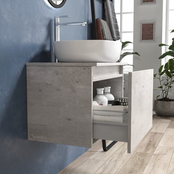 Mobile bagno 60 cm con piano per lavabo da appoggio SP-60B - KAMALU