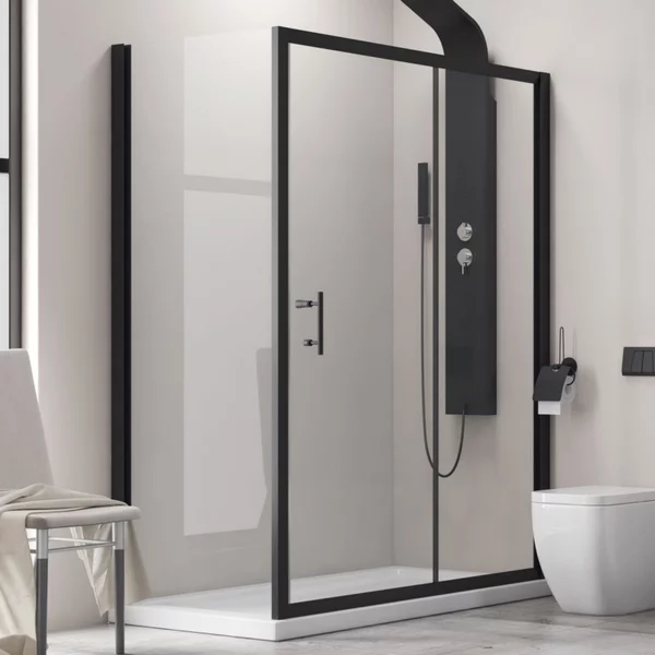 Box doccia angolare 130x90 telaio colore nero anticalcare KFN5000S - KAMALU