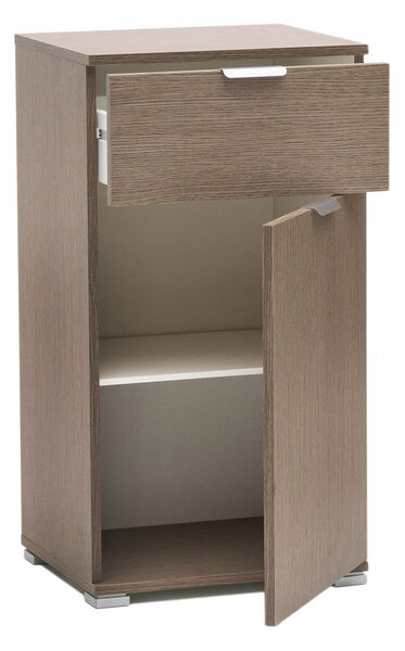 Mobiletto con 1 Anta e 1 Cassetto 45x38x85 h cm in Truciolare bilaminato Rovere Grigio