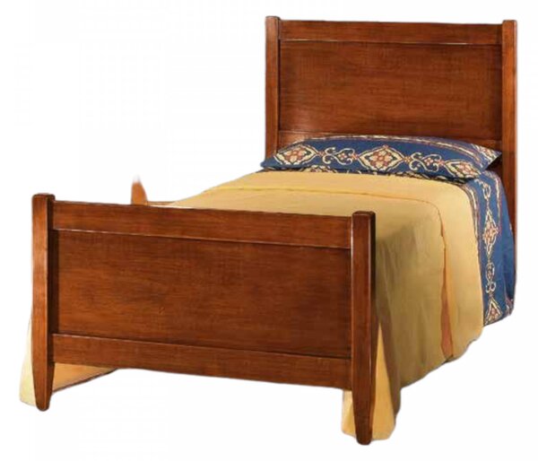 MOBILI 2G - Letto singolo in legno massello arte povera tinta noce