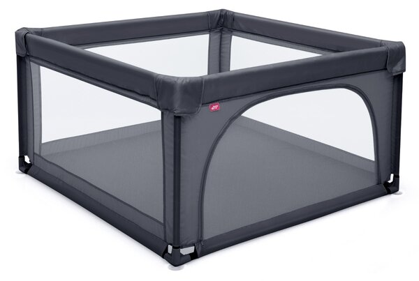 Costway Box resistente sicuro per bambini, Centro attività con cancelli di sicurezza ventose pareti a rete Grigio scuro