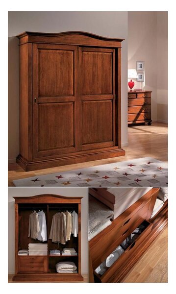 MOBILI 2G - Armadio in legno 2 ante scorrevoli cappello gendarme MISURE L.181 P.66 H.225