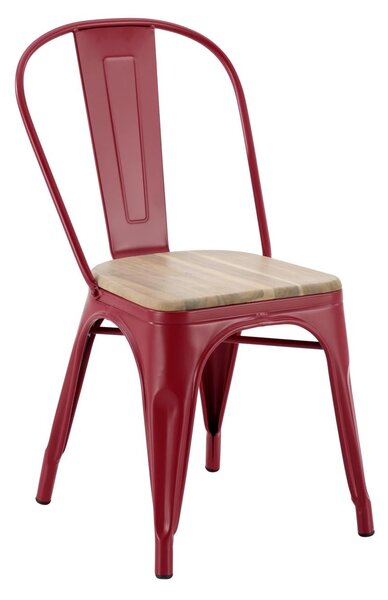 Sedia da giardino senza cuscino Oxford in acciaio con seduta in legno rosso