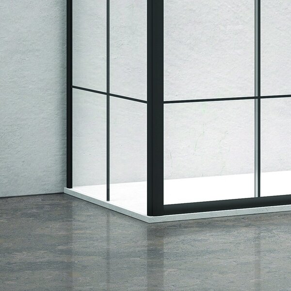 Kamalu box doccia angolare 160x70 doppio scorrevole telaio nero nico-d6000s