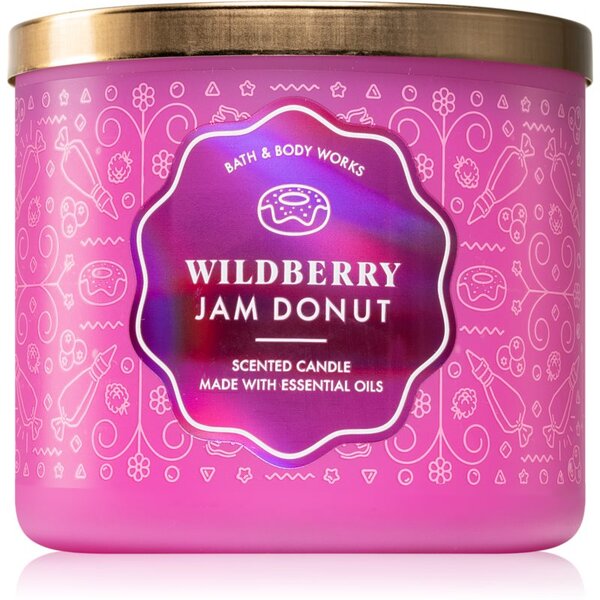 Bath & Body Works Wildberry Jam Donut candela profumata con oli essenziali 411 g