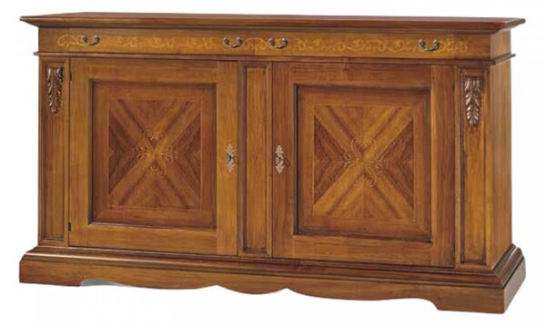MOBILI 2G - CREDENZA 2 PORTE IN LEGNO ARTE POVERA TINTA BASSANO L.213 P.55 H.115