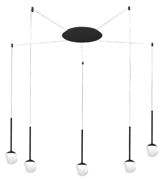 Lampadario moderno promoingross lollypop s5a ne led cct 2677lm metallo nero metacrilato bianco - Promoingross