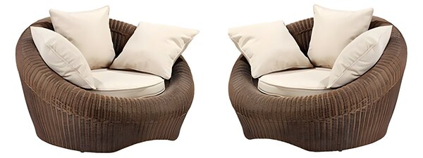Poltrone giardino con cuscini crema - Lotto di 2 - WHITEHEAVEN