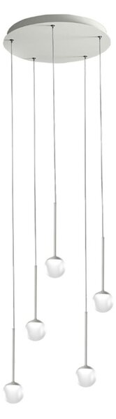 Lampadario moderno promoingross lollypop s5b wh led metallo bianco metacrilato bianco - Promoingross