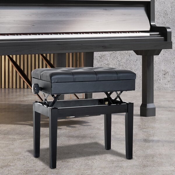 HOMCOM Sgabello per Pianoforte con Vano Contenitore e Altezza Regolabile, Nero|Aosom