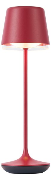 Lampada da tavolo rossa con LED IP65 ricaricabile con stazione di ricarica - Treble