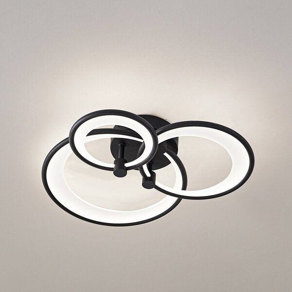 Plafoniera a LED Sorma Lindby, dimmerabile, Nero, Soggiorno / Sala da pranzo, Metallo, Moderno, Plafoniera LED