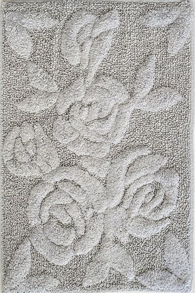 Tappeto bagno in cotone con disegno Rose in rilievo Grigio 60x130
