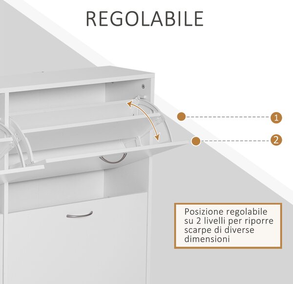 Homcom Scarpiera Salvaspazio capacità 24 Ingresso e Camera da Letto Legno 120x24x81cm Bianco|Aosom