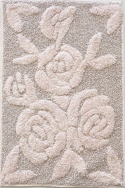 Tappeto bagno in cotone con disegno Rose in rilievo Rosa 60x130