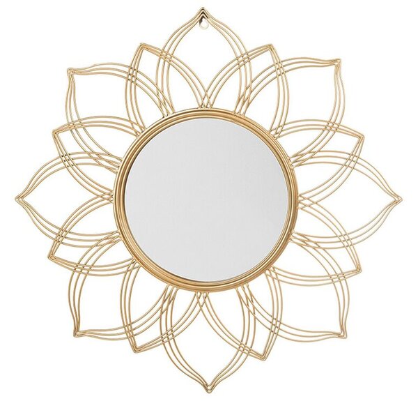 Specchio sospeso da parete dorato 67 cm rotondo a forma di fiore glamour Art Déco vintage Hollywood Beliani