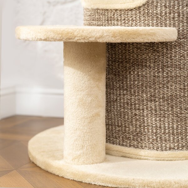 PawHut Cuccia per Gatti a 2 Livelli, con Piattaforma e Tiragraffi, Beige | Aosom Italy